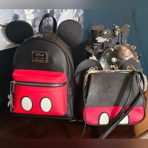 Loungefly Disney Mickey Mouse Backpack and Purse Set